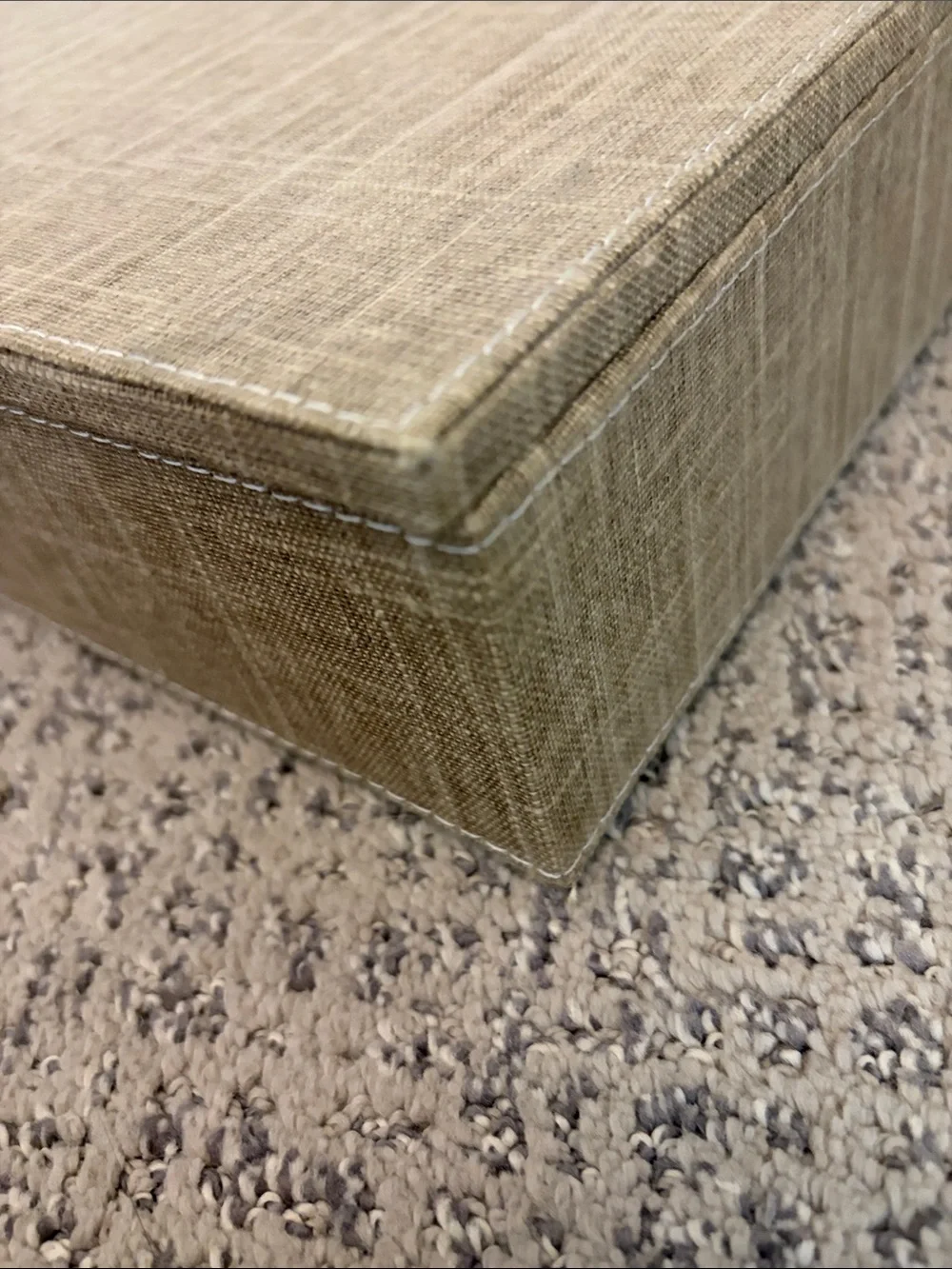 Beige Jewelry Organizer Box with Ring Rolls and Compartments